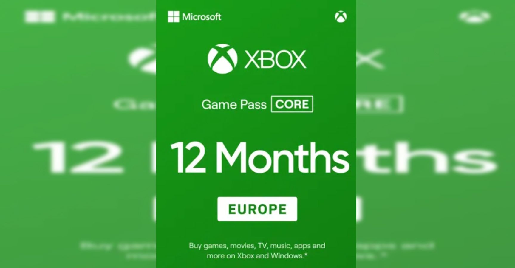 Xbox Game Pass Core 12 Months  - Europe