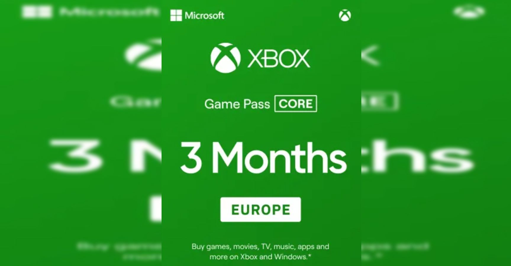 Xbox Game Pass Core 3 Months - Europe